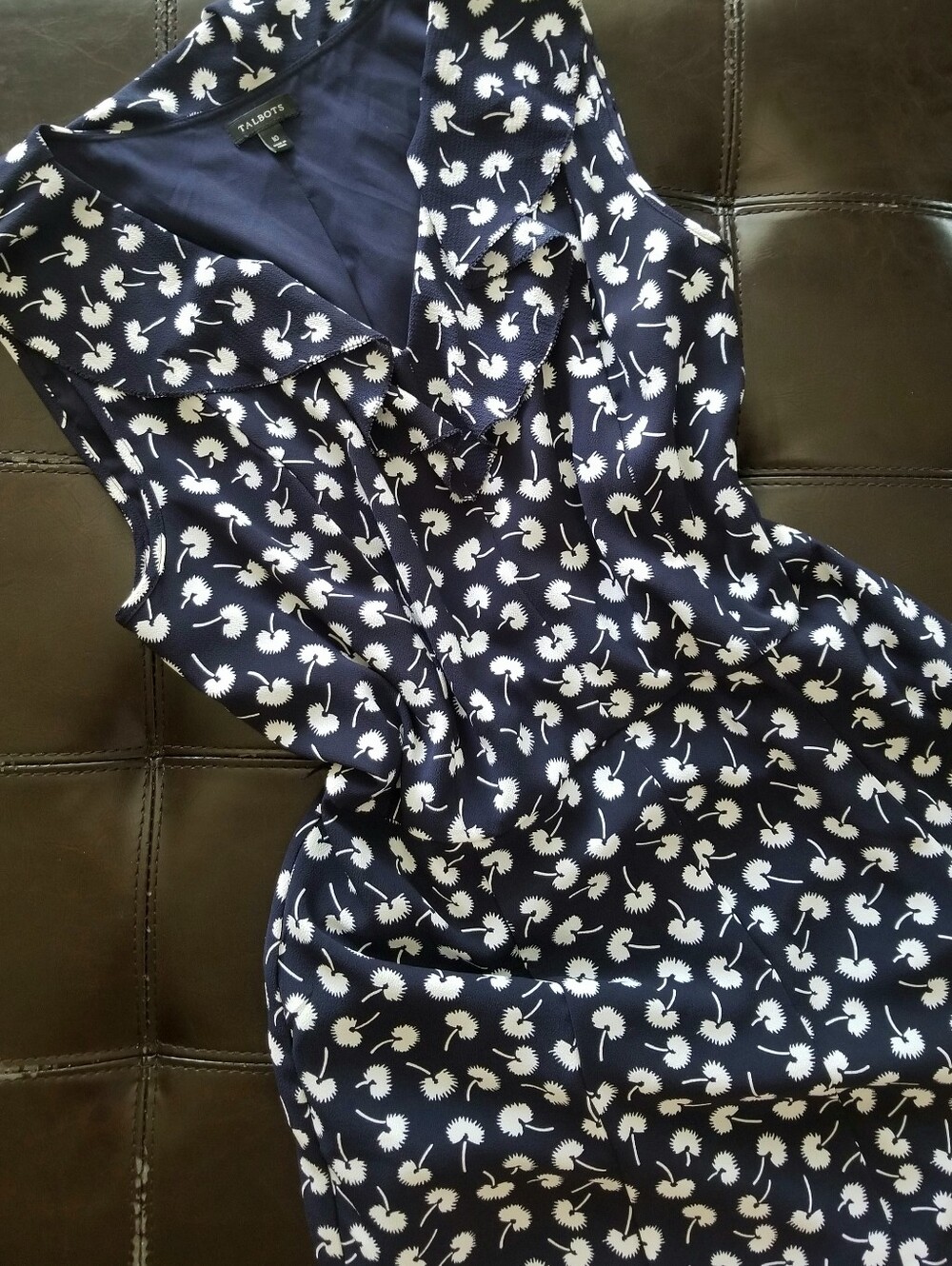 ❗Talbots Navy White Dandelion Flowy Dress Size 10❗